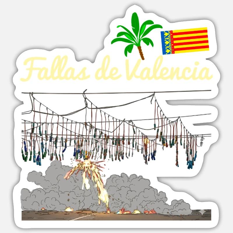 Fallas de Valencia Mascleta - Sticker Größe S (10 x 10 cm) - Mattweiß