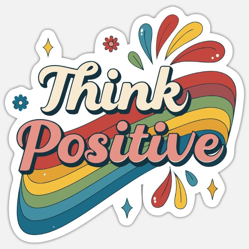 Think Positive Rainbow - Sticker size S (10 x 10 cm) - white matte