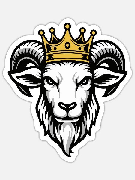 Königliche Ziegenkronen-Grafik - Sticker Größe S (10 x 10 cm) - Mattweiß