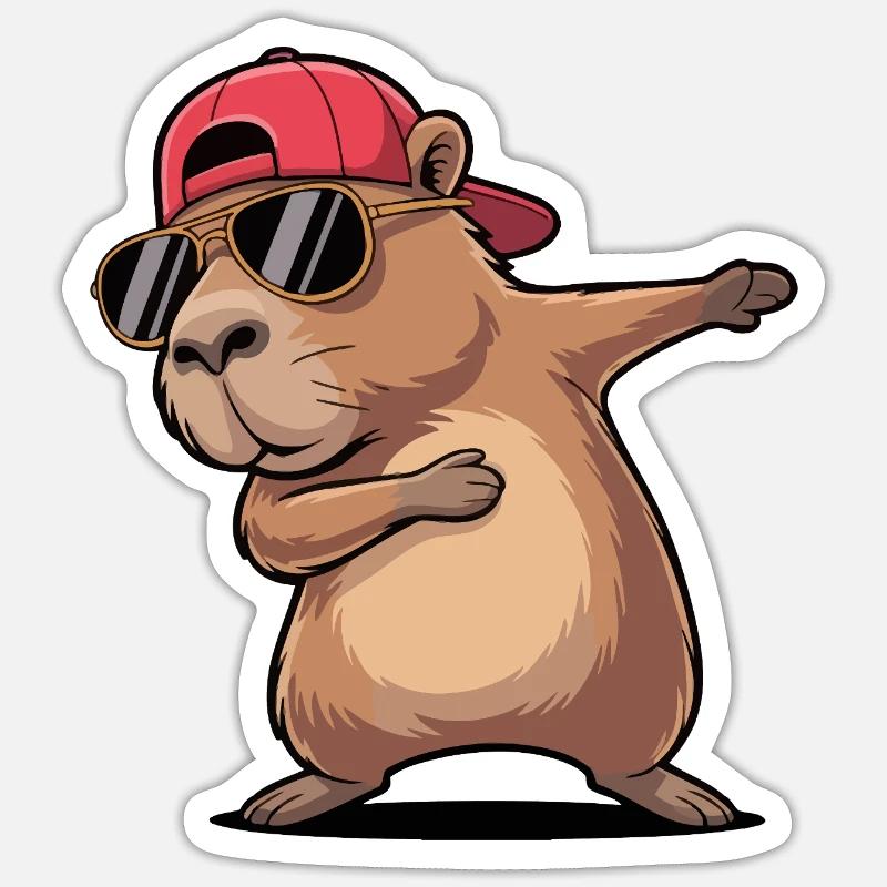 Cool Capybara Dabbing - Sticker size S (10 x 10 cm) - white matte