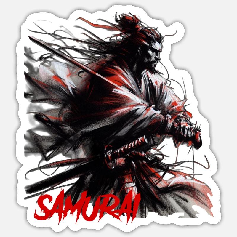 Samouraï - Sticker taille S (10 x 10 cm) - blanc mat