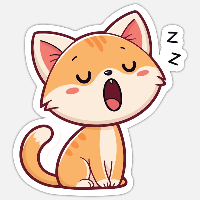 Pastel Sleeping Kitten - Sticker size S (10 x 10 cm) - white matte