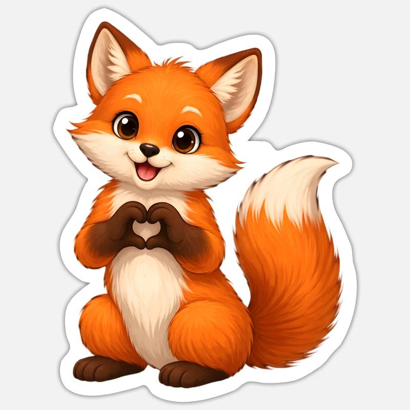Liebesfuchs Herzform - Sticker Größe S (10 x 10 cm) - Mattweiß