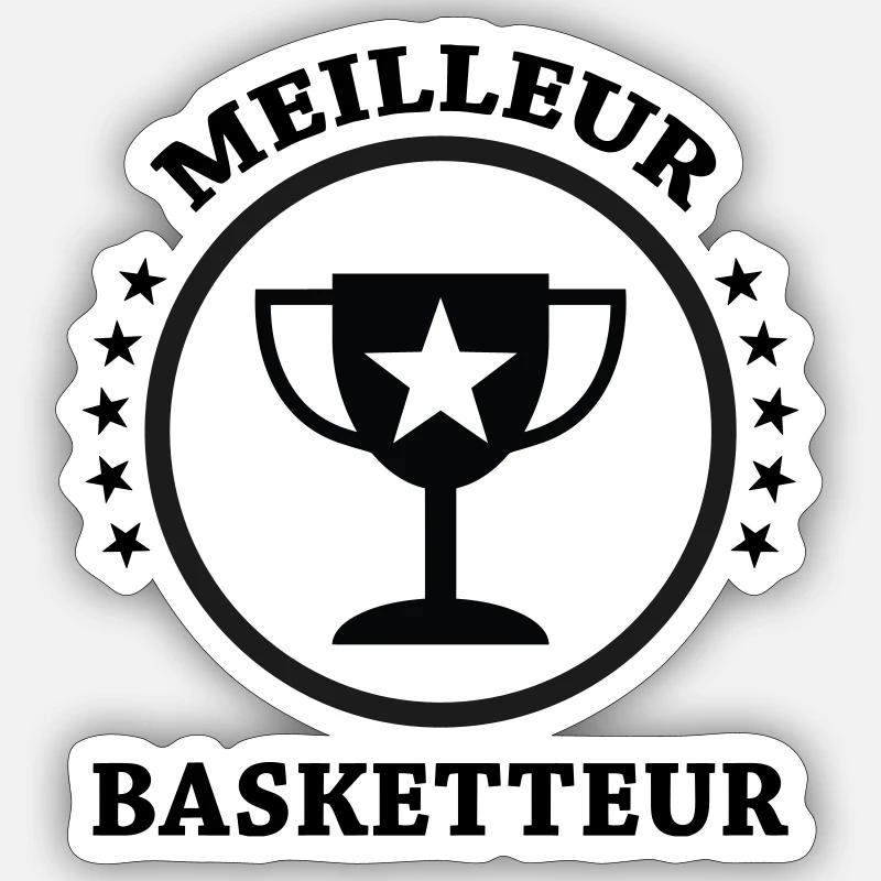 Meilleur Basketteur - Sticker taille S (10 x 10 cm) - blanc mat