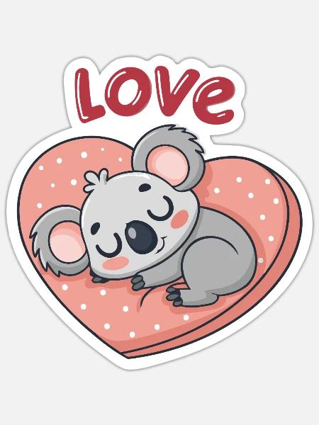Liebeskoala auf Pastellherz - Sticker Größe S (10 x 10 cm) - Mattweiß