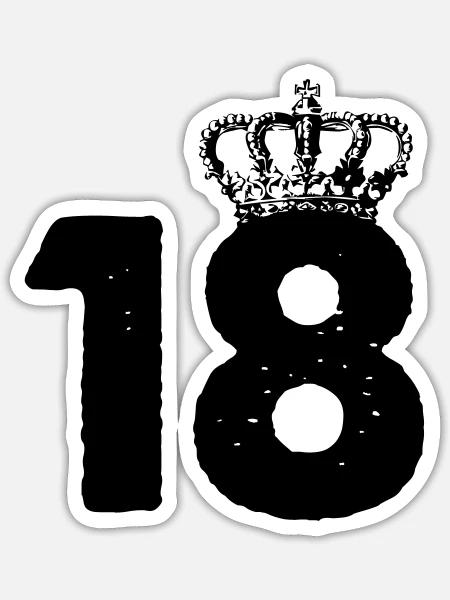 18 Crowns - Sticker size S (10 x 10 cm) - white matte