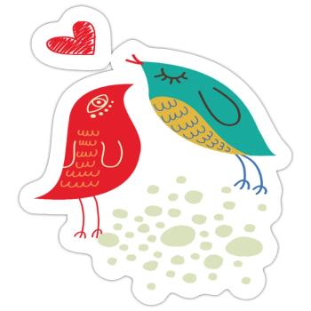 verliebte Vögel - Sticker Größe S (10 x 10 cm) - Mattweiß - Vorne