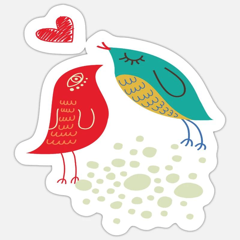 verliebte Vögel - Sticker Größe S (10 x 10 cm) - Mattweiß