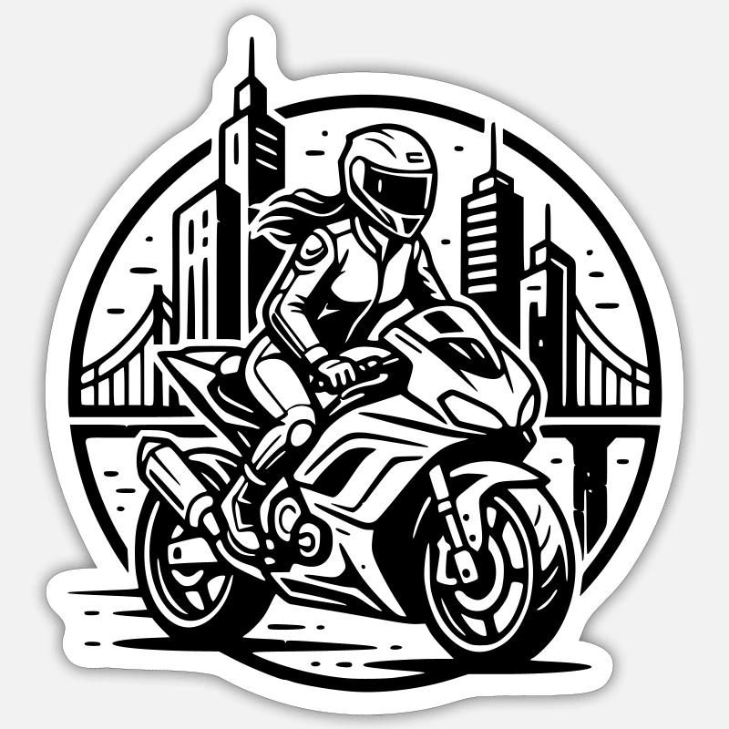 Biker, der auf ein Abenteuer geht - Sticker Größe S (10 x 10 cm) - Mattweiß