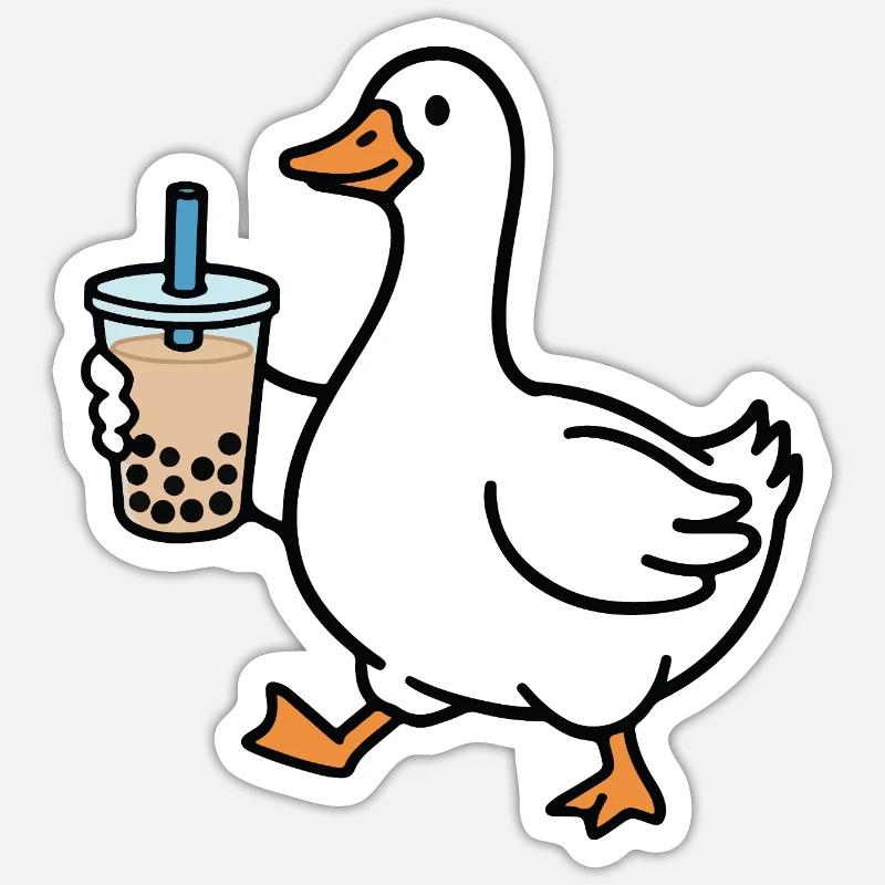 Croaking duck with bubble tea Sticker size S (10 x 10 cm)