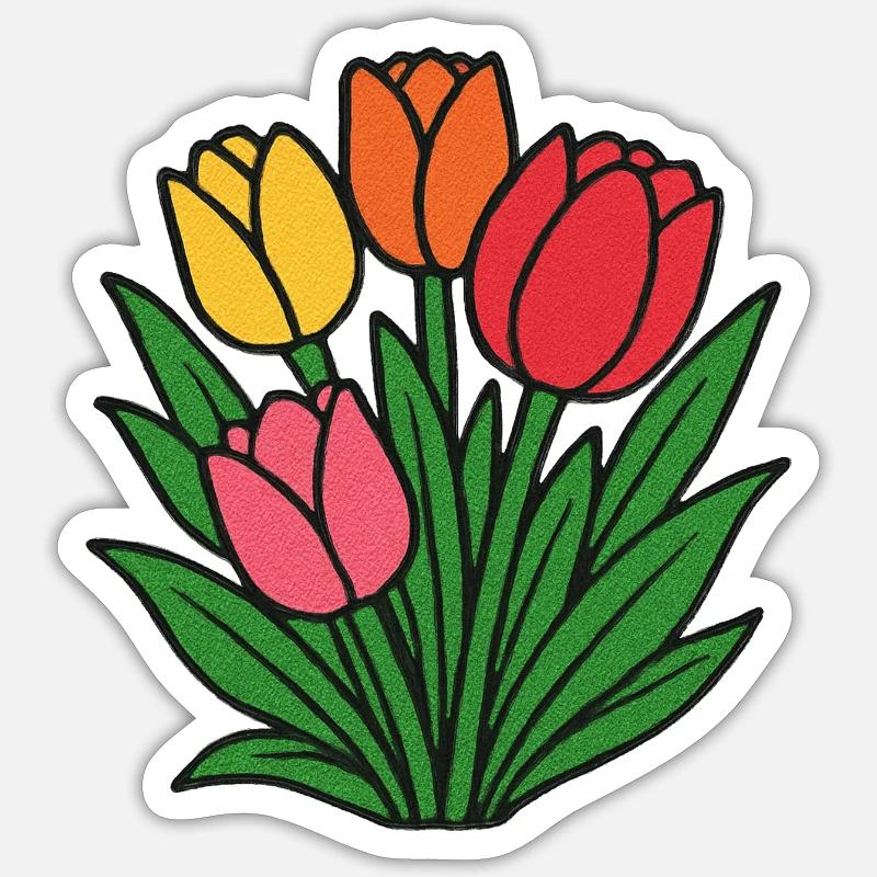 Tulip Patch Bloom - Sticker size S (10 x 10 cm) - white matte