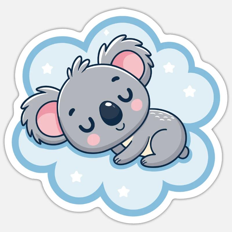 Koala Dream sur Cloud - Sticker taille S (10 x 10 cm) - blanc mat