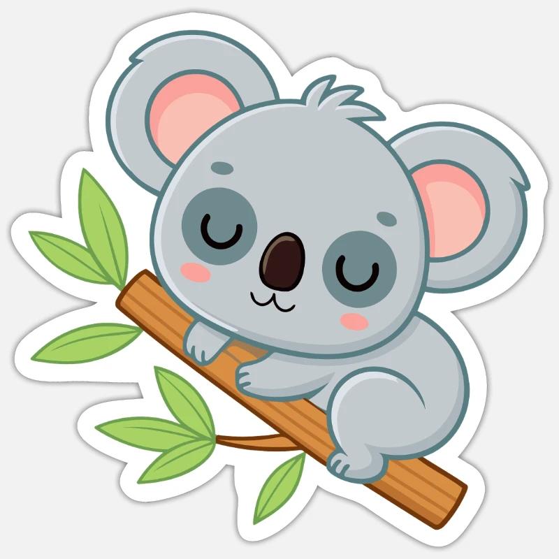 Bébé Koala sur une branche - Sticker taille S (10 x 10 cm) - blanc mat