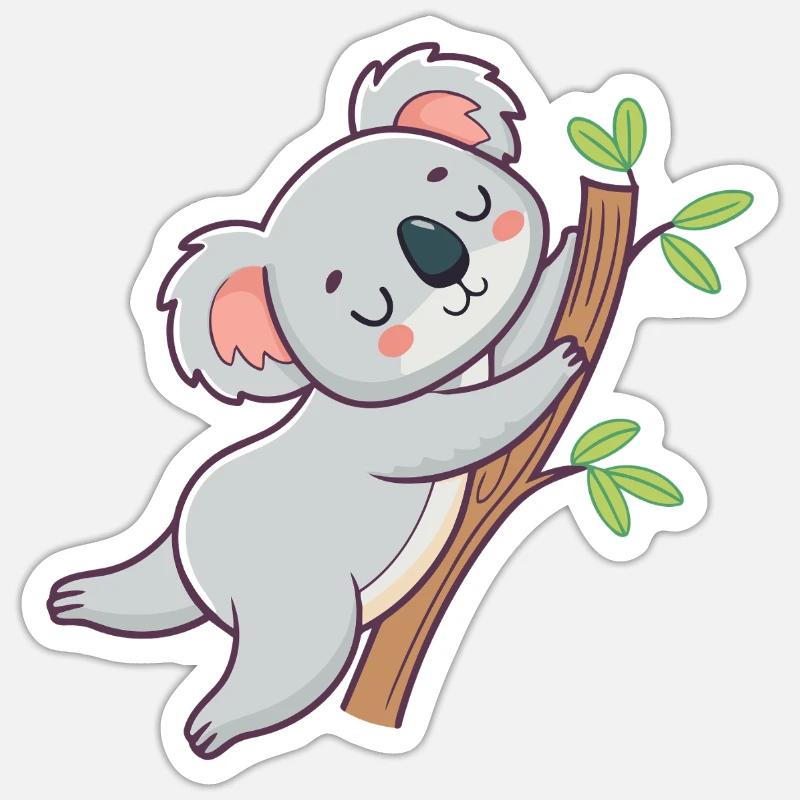 Cuddly koala on pastel branch - Sticker size S (10 x 10 cm) - white matte