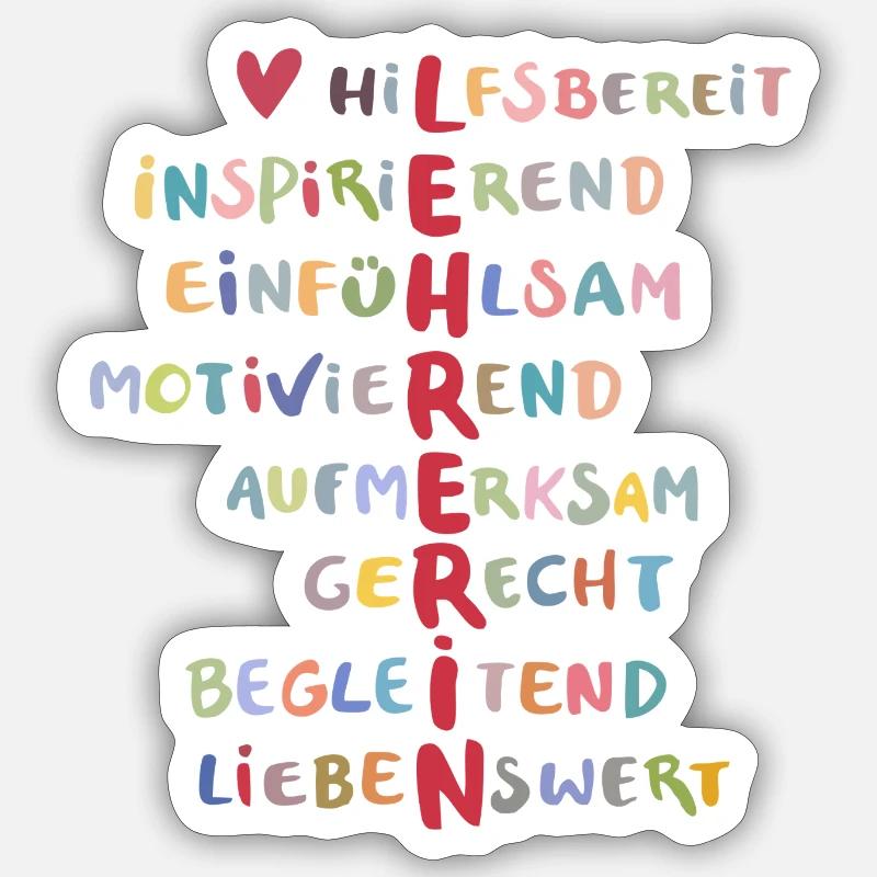 Lehrerin - Sticker Größe S (10 x 10 cm) - Mattweiß