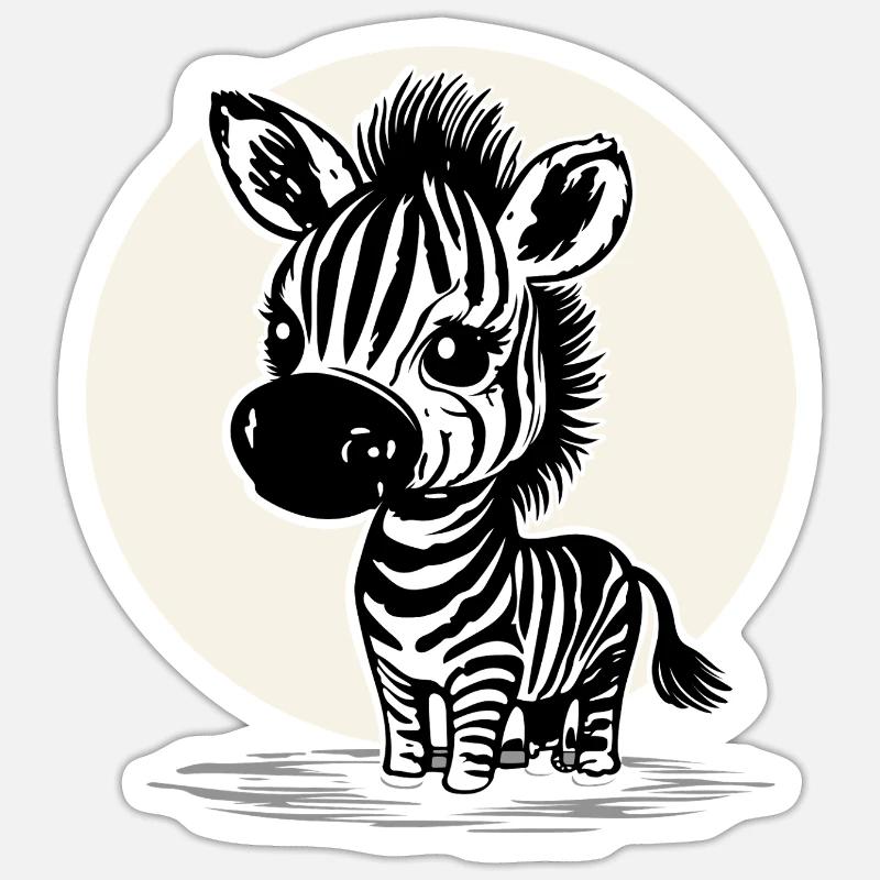 Zèbre mignon – Motif d’animal mignon - Sticker taille S (10 x 10 cm) - blanc mat