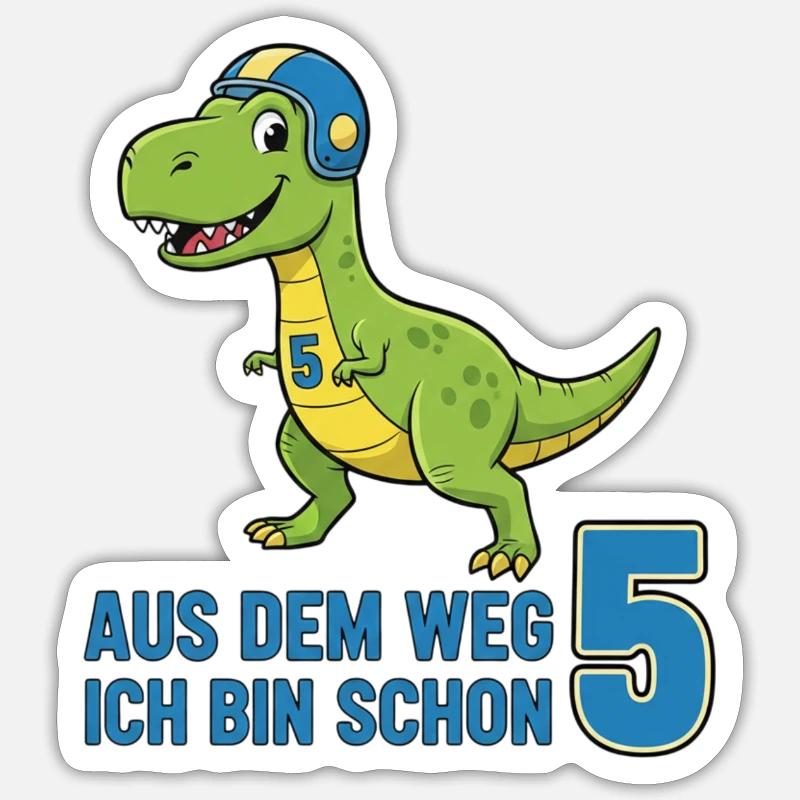 5 ans Dino - Sticker taille S (10 x 10 cm) - blanc mat