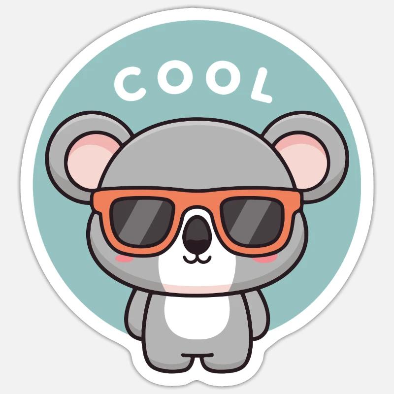 Koala Coole Bunte Gläser - Sticker Größe S (10 x 10 cm) - Mattweiß