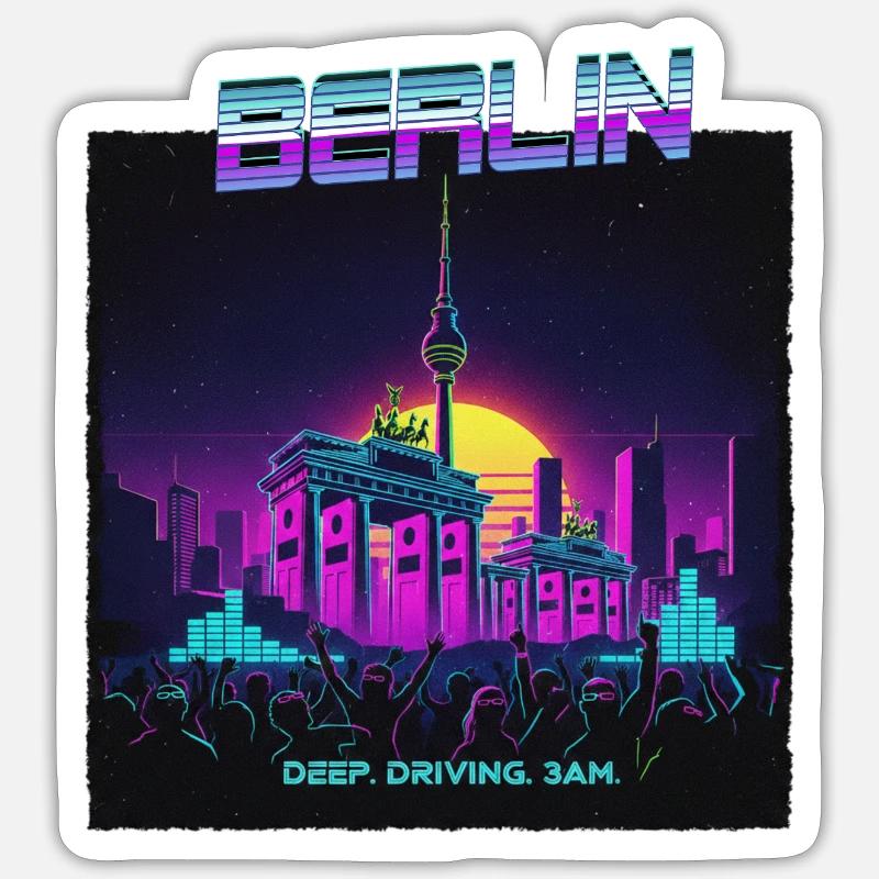 Berlin Retro Electro - Sticker Größe S (10 x 10 cm) - Mattweiß