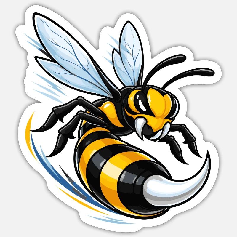 Dynamic wasp in flight - Sticker size S (10 x 10 cm) - white matte