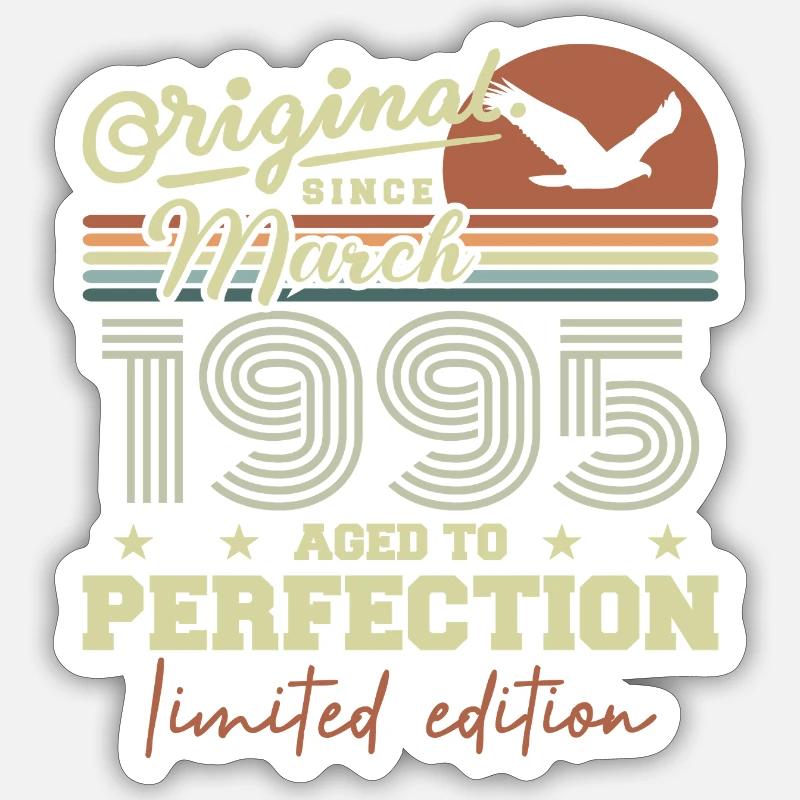 Anniversaire Mars 1995 - Sticker taille S (10 x 10 cm) - blanc mat