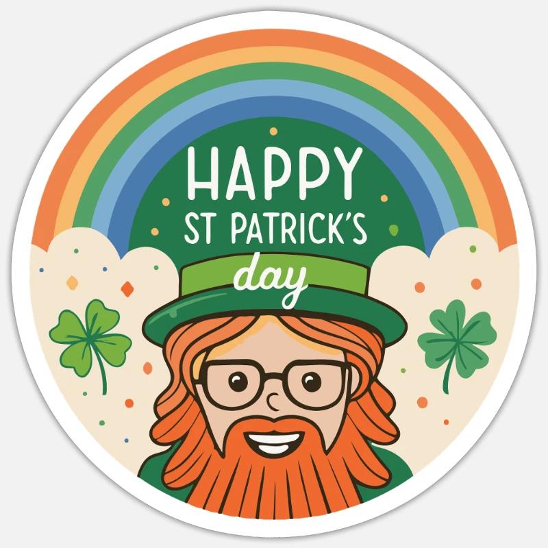 St. Patrick's Rainbow Leprechaun - Sticker size S (10 x 10 cm) - white matte