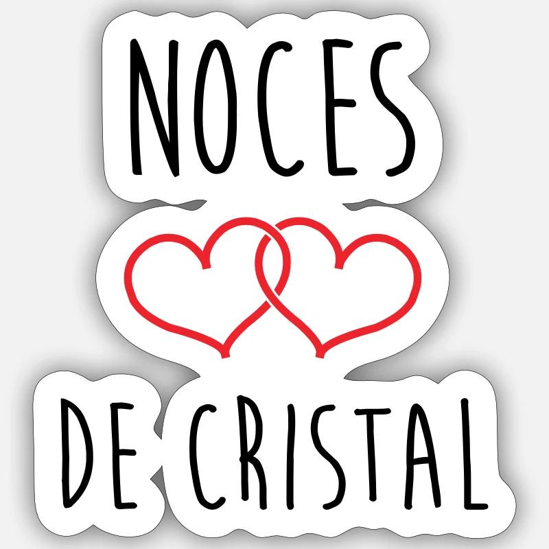 Crystal Wedding 15 Jahre Ehe - Sticker Größe S (10 x 10 cm) - Mattweiß