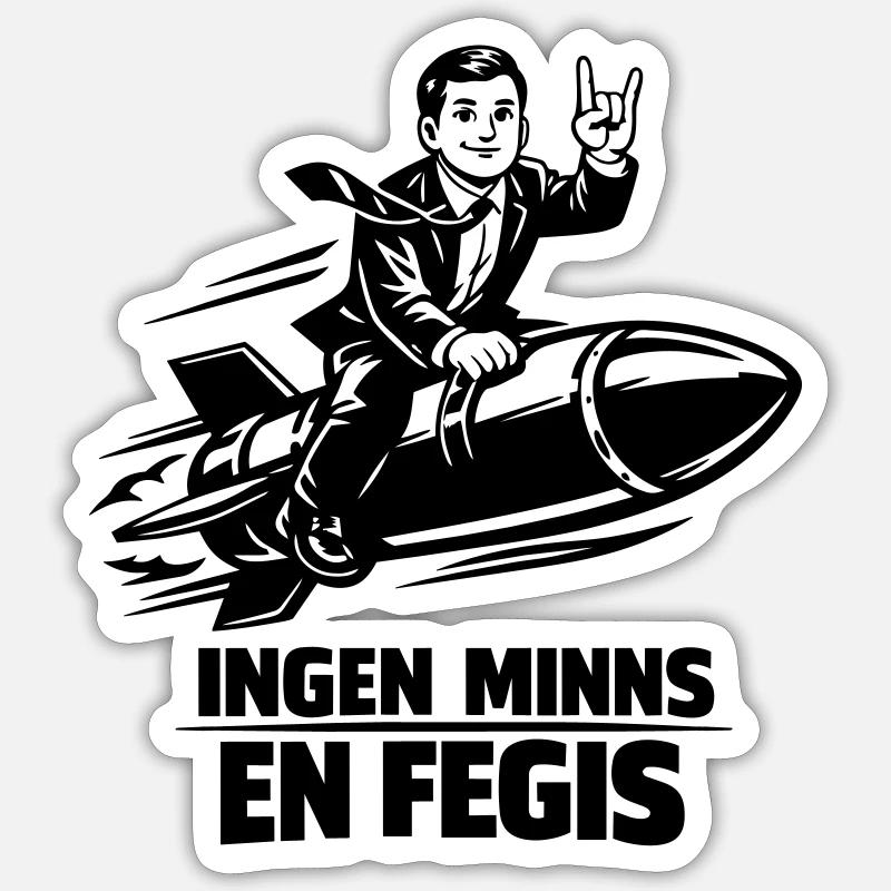 Cowardly rides rocket - Sticker size S (10 x 10 cm) - white matte
