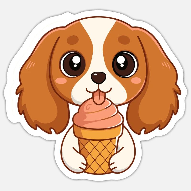 Chiot mignon glace - Sticker size S (10 x 10 cm) - white matte
