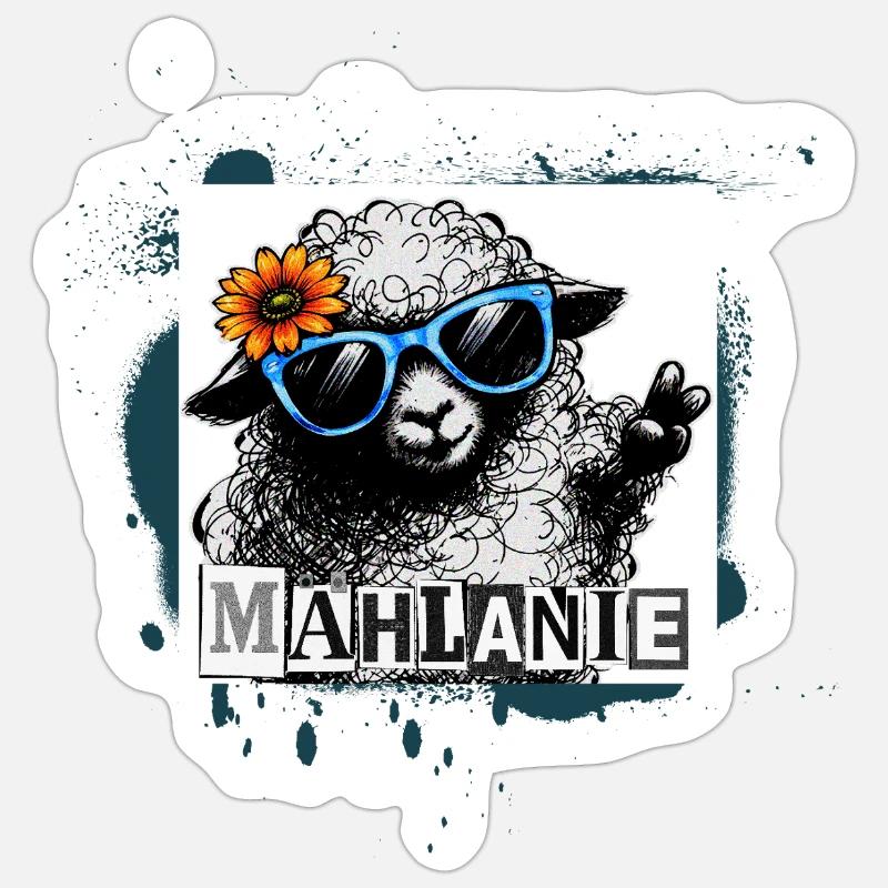 Mählanie – Graffiti pop art de mouton cool - Sticker taille S (10 x 10 cm) - blanc mat