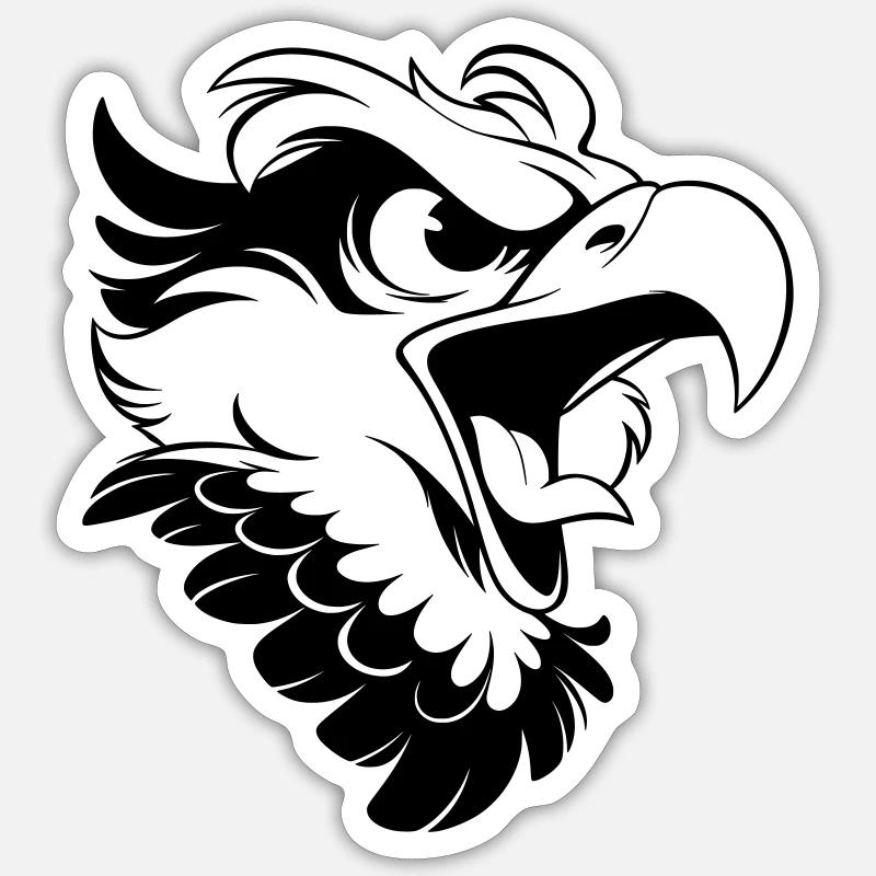 Angry Eagle Head – Tattoo Look - Sticker size S (10 x 10 cm) - white matte