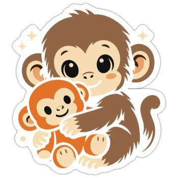 Punch Monkey Affe - Sticker size S (10 x 10 cm) - white matte - Front
