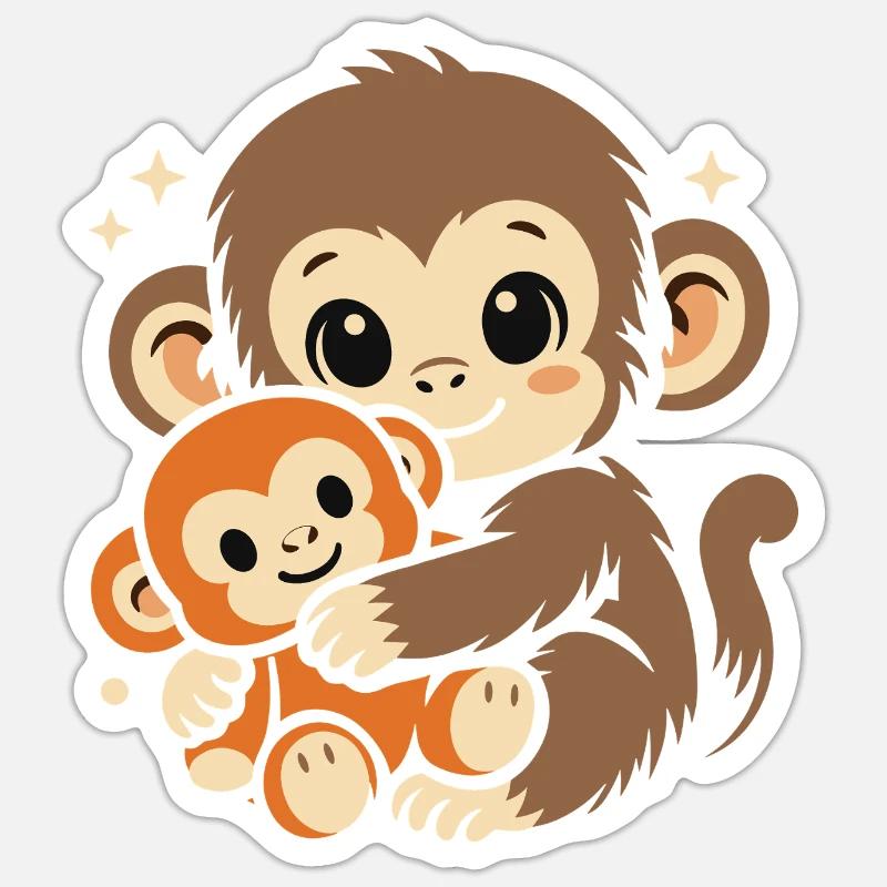 Punch Monkey Affe - Sticker taille S (10 x 10 cm) - blanc mat