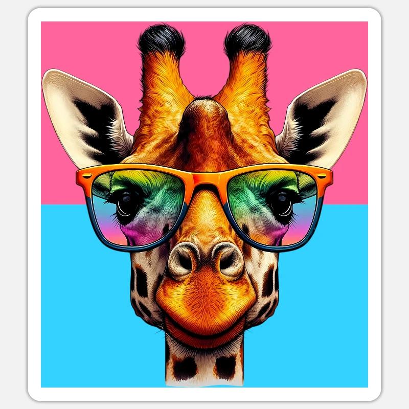 girafe - Sticker taille S (10 x 10 cm) - blanc mat
