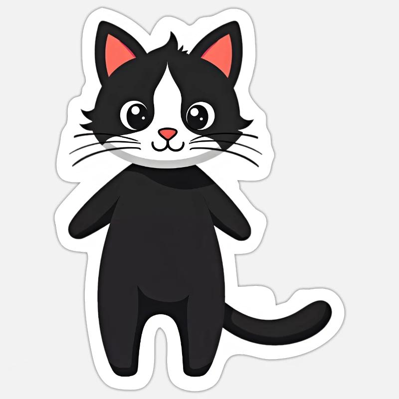 Chat noir - Sticker taille S (10 x 10 cm) - blanc mat