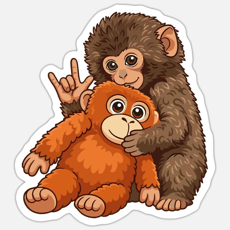 Monkey Punch Affe Süß Geschenk Sticker Größe S (10 x 10 cm)