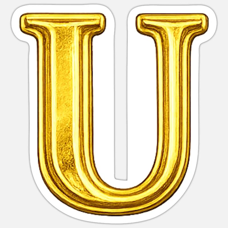 Goldenes U Monogramm Sticker Größe S (10 x 10 cm)