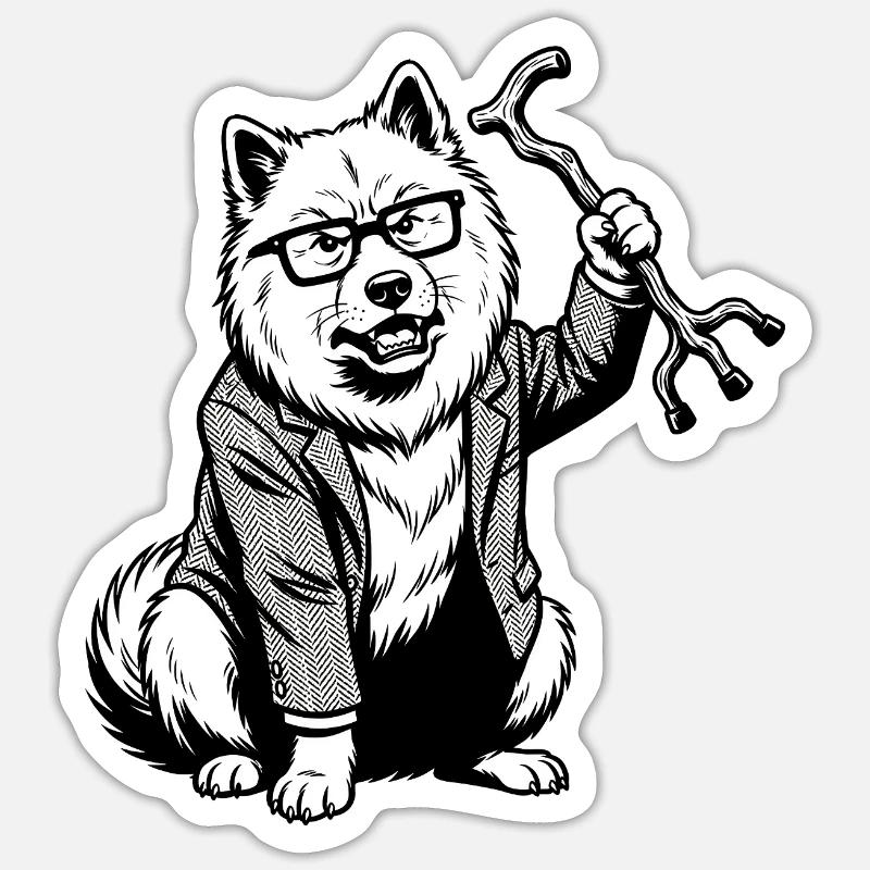Eurasier | Grumpy - Sticker Größe S (10 x 10 cm) - Mattweiß