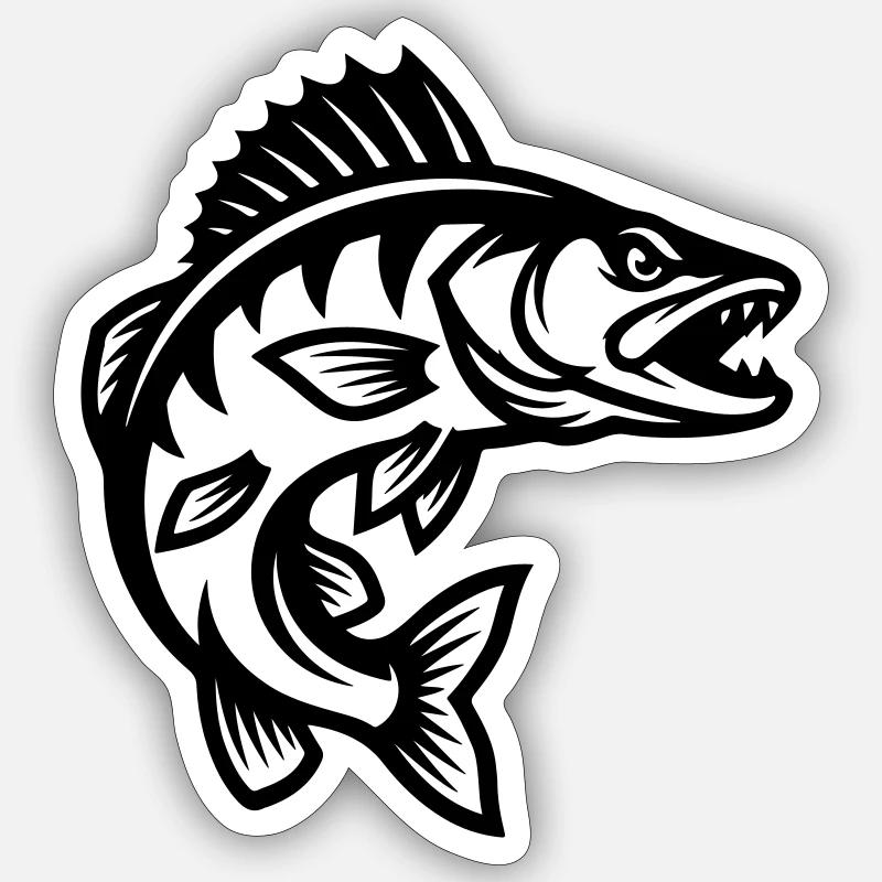 Pike Fish Sticker size S (10 x 10 cm)
