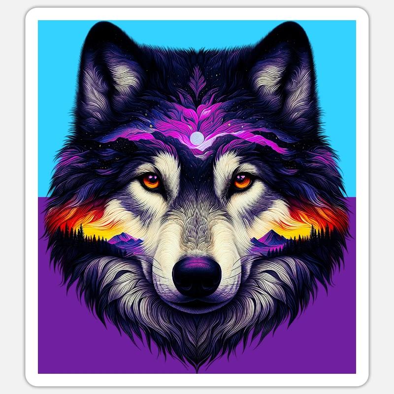 Wolf - Sticker Größe S (10 x 10 cm) - Mattweiß