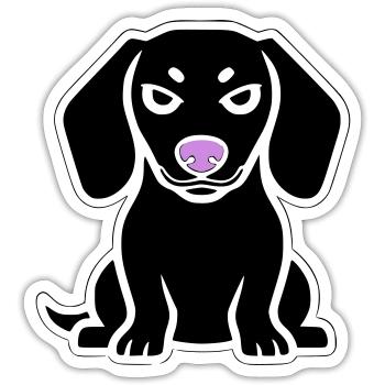 Dackel Hund Welpe Cartoon - Sticker Größe S (10 x 10 cm) - Mattweiß - Vorne