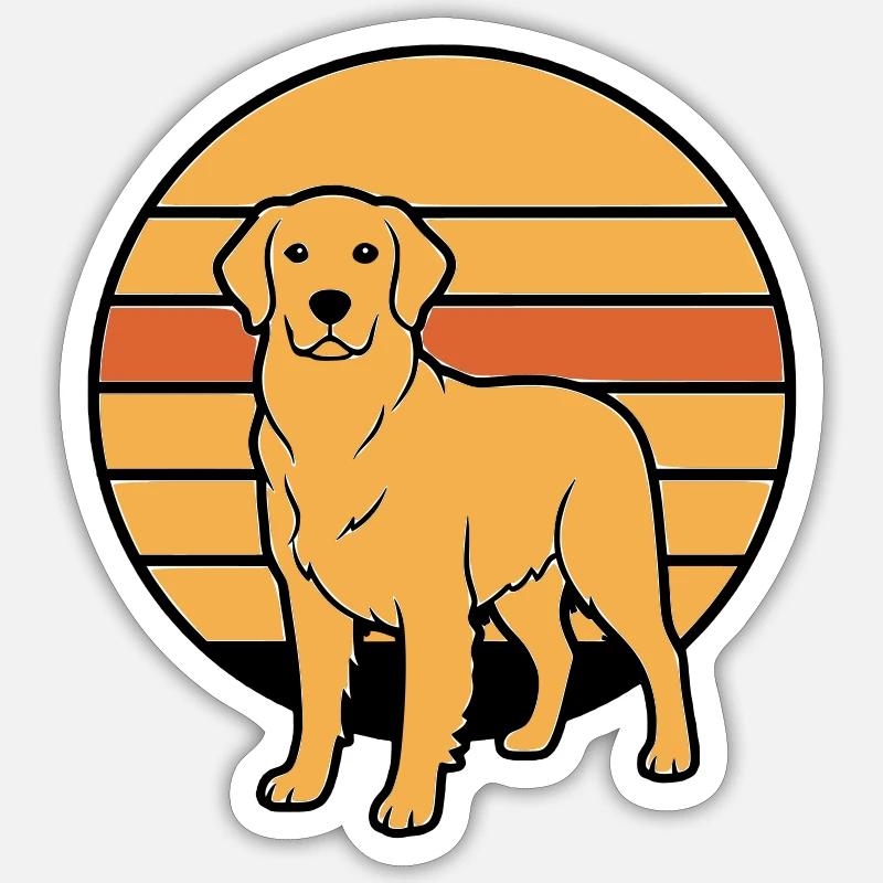 Dog Retriever Retro Sunset Sticker size S (10 x 10 cm)