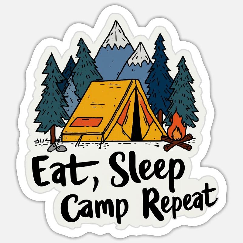 Camping Spruch Eat Sleep Camp Repeat Camper Outdoo Sticker size S (10 x 10 cm)