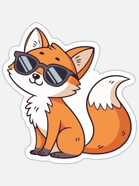 Fuchs-Swag mit Sonnenbrille - Sticker Größe S (10 x 10 cm) - Mattweiß