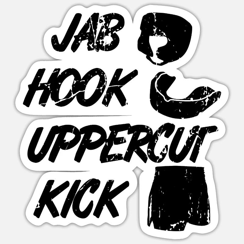 Kickboxer Techniken - Sticker Größe S (10 x 10 cm) - Mattweiß