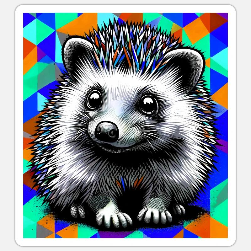 hérisson - Sticker taille S (10 x 10 cm) - blanc mat