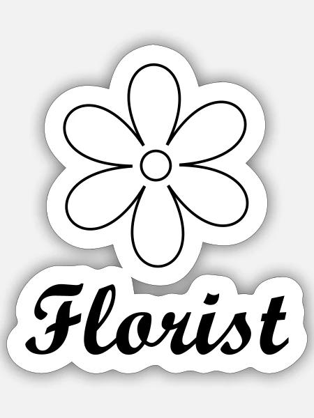 Artisan florist sleek floral logo - Sticker size S (10 x 10 cm) - white matte