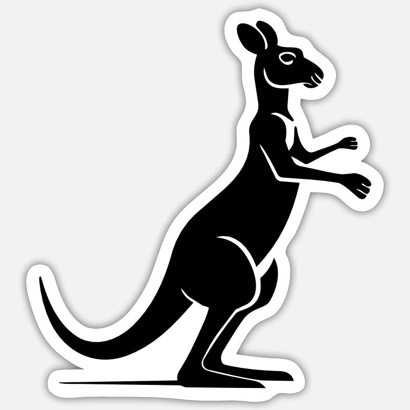 Kangourou - Sticker taille S (10 x 10 cm) - blanc mat