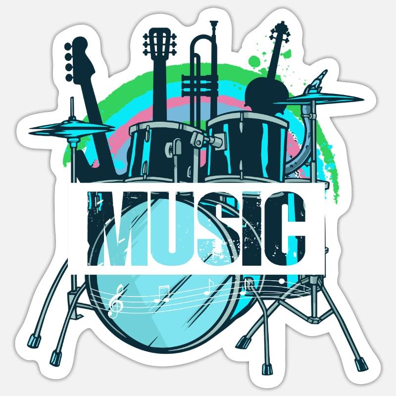 Lebendiger Trommelset-Splash - Sticker Größe S (10 x 10 cm) - Mattweiß