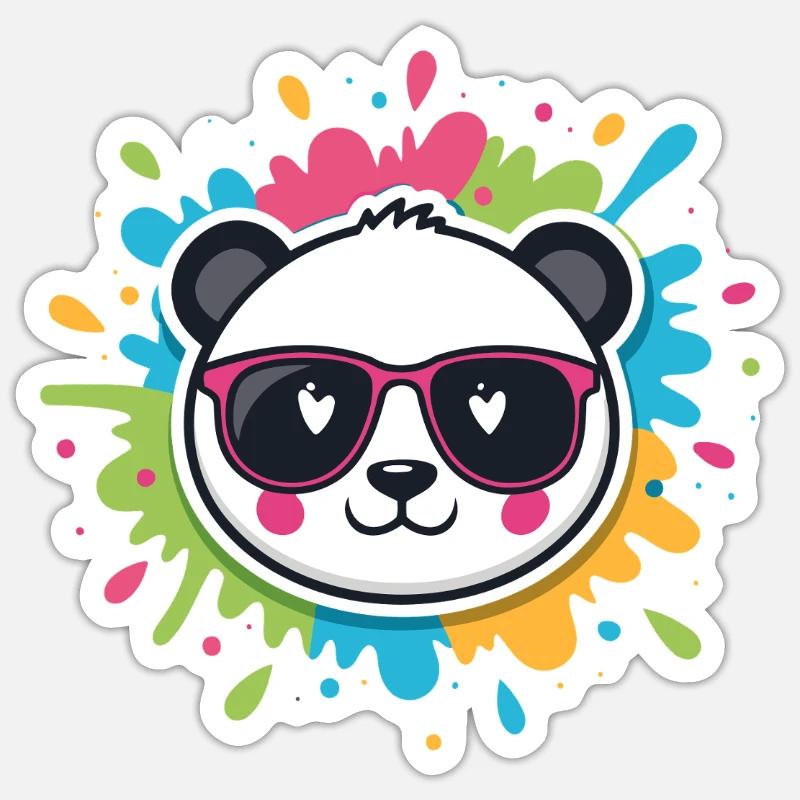 Panda Pop Farb-Spritzbrille - Sticker Größe S (10 x 10 cm) - Mattweiß